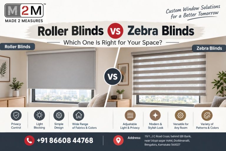 Roller blinds vs zebra blinds for modern homes and office desk