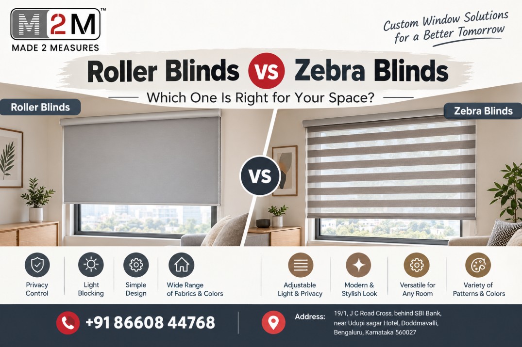 Roller blinds vs zebra blinds for modern homes and office desk